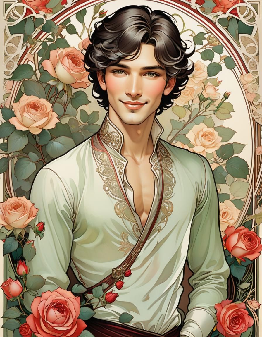 Art Nouveau creation of a handsome young man.