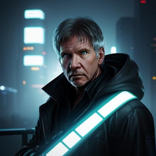 Cyberpunk Detective in Rain-Drenched Cityscape