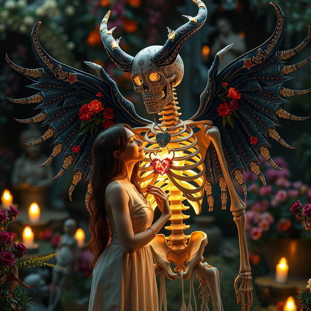 Day of the Dead Embrace in Enchanted Garden