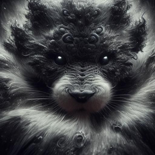 Blooming Iridescent Black Dragon in Digital Art