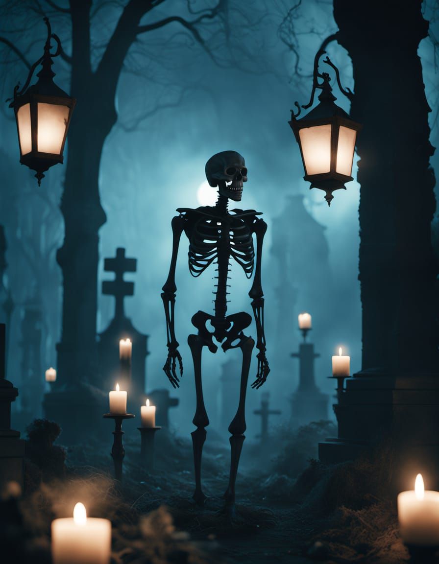 Ethereal Waltz in a Midnight Cemetery