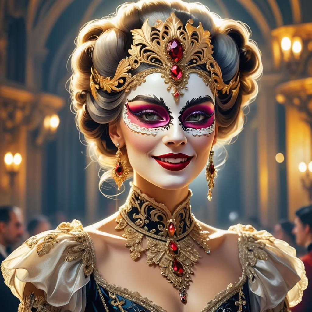 Gothic Baroque Woman at Masquerade Ball