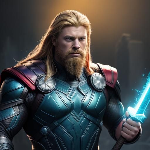 Thor, God of Thunder, in Marvel Comic Style