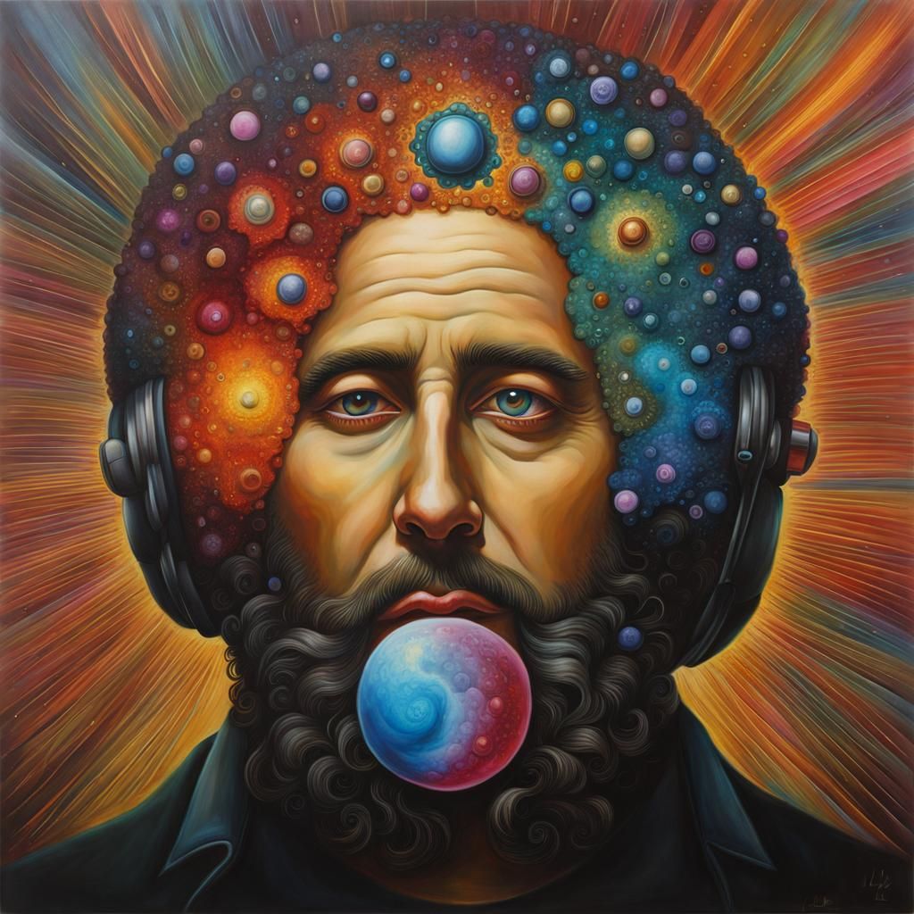 Neurographic Portrait in Alcohol Ink Style