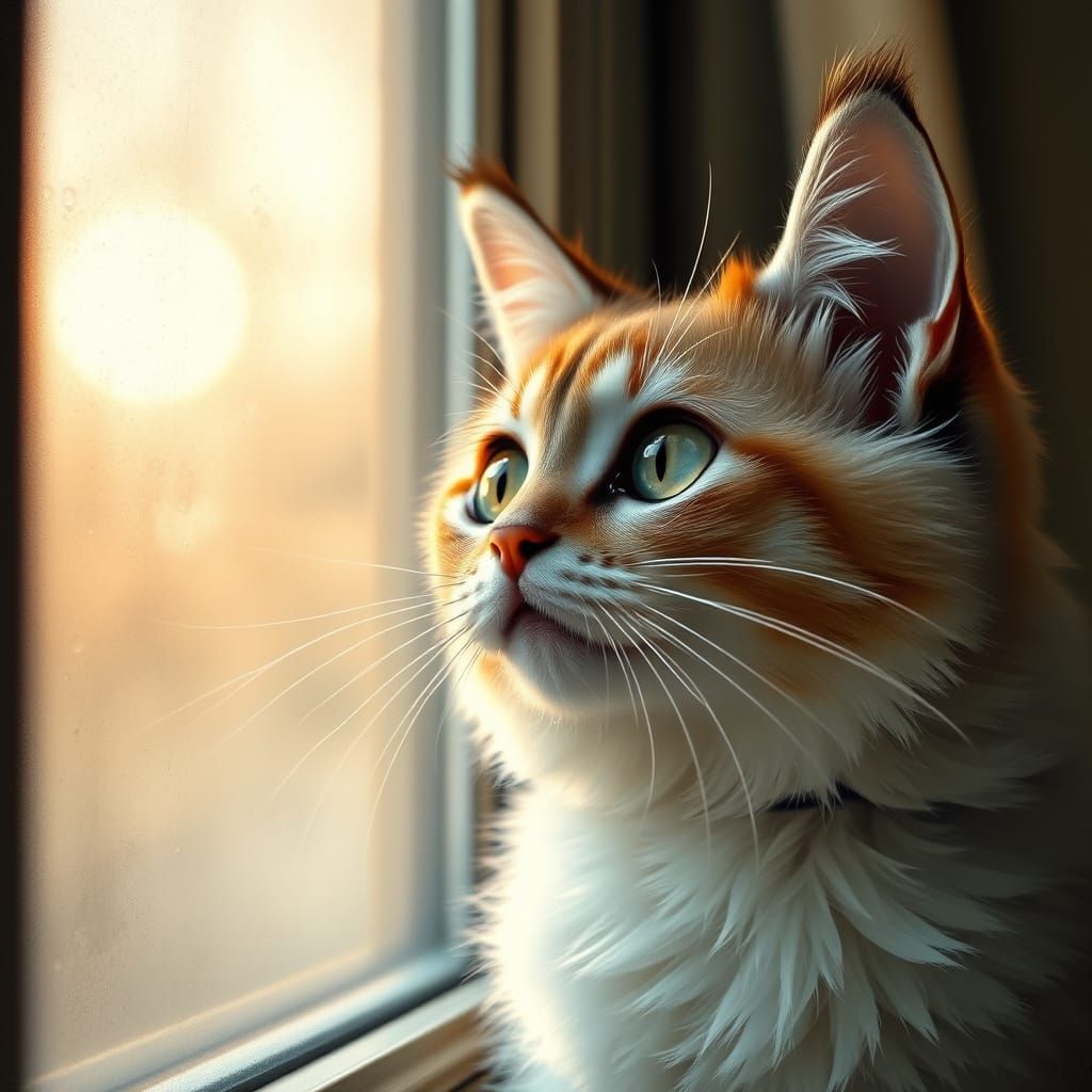 Curious Cat Contemplates Morning Light