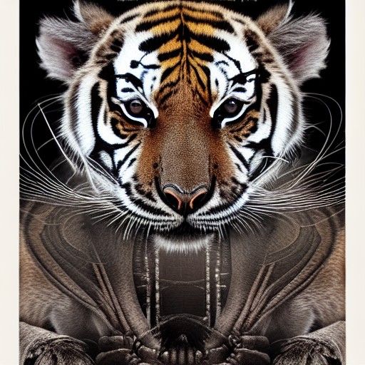 Tiger Cub with Diamond, Digital Illustration