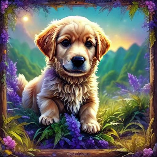 Cute Golden Retriever Puppy in Pixar-Inspired 3D Art