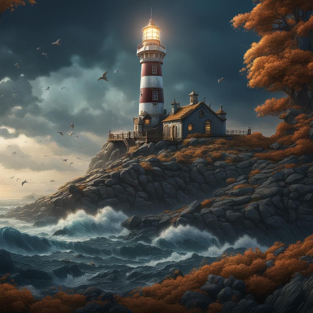 Fantastical Lighthouse Concept Art in Deep Color