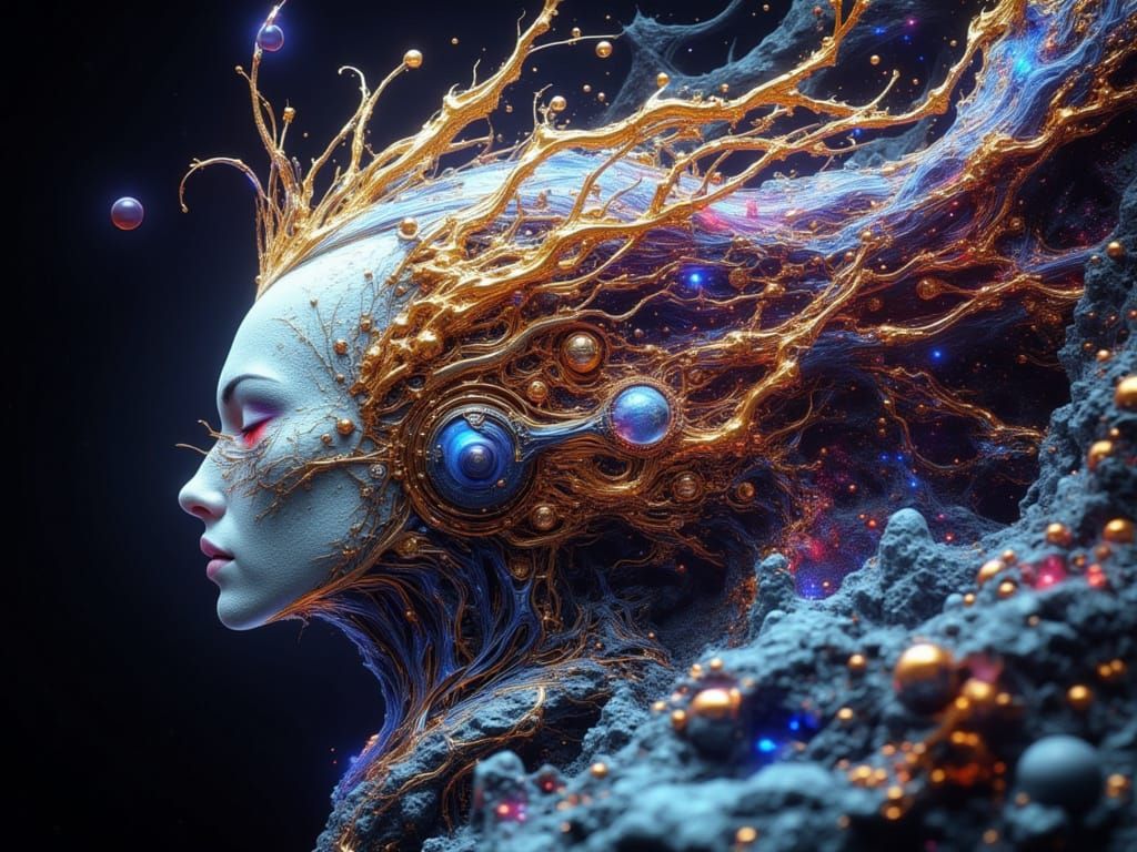 Ornate Alien Techno Embryo with Fibonacci Fractals