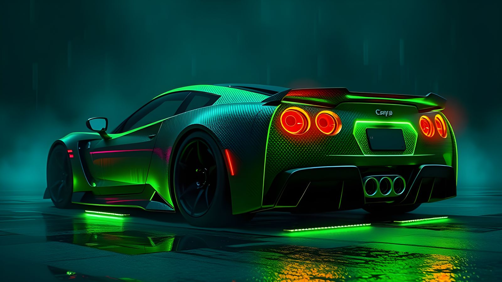 Retro Neon Supercar with Matrix Code