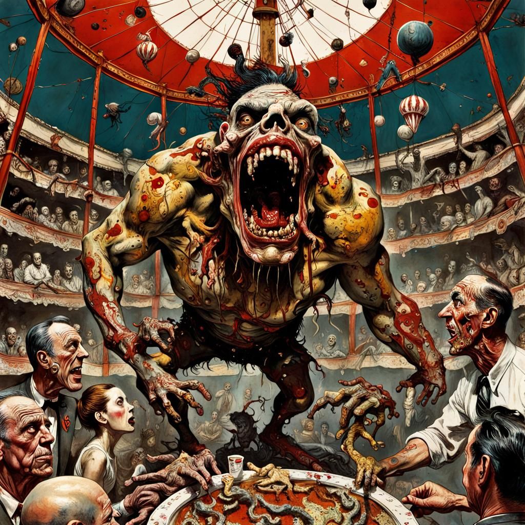 A monster appeared in the circus.