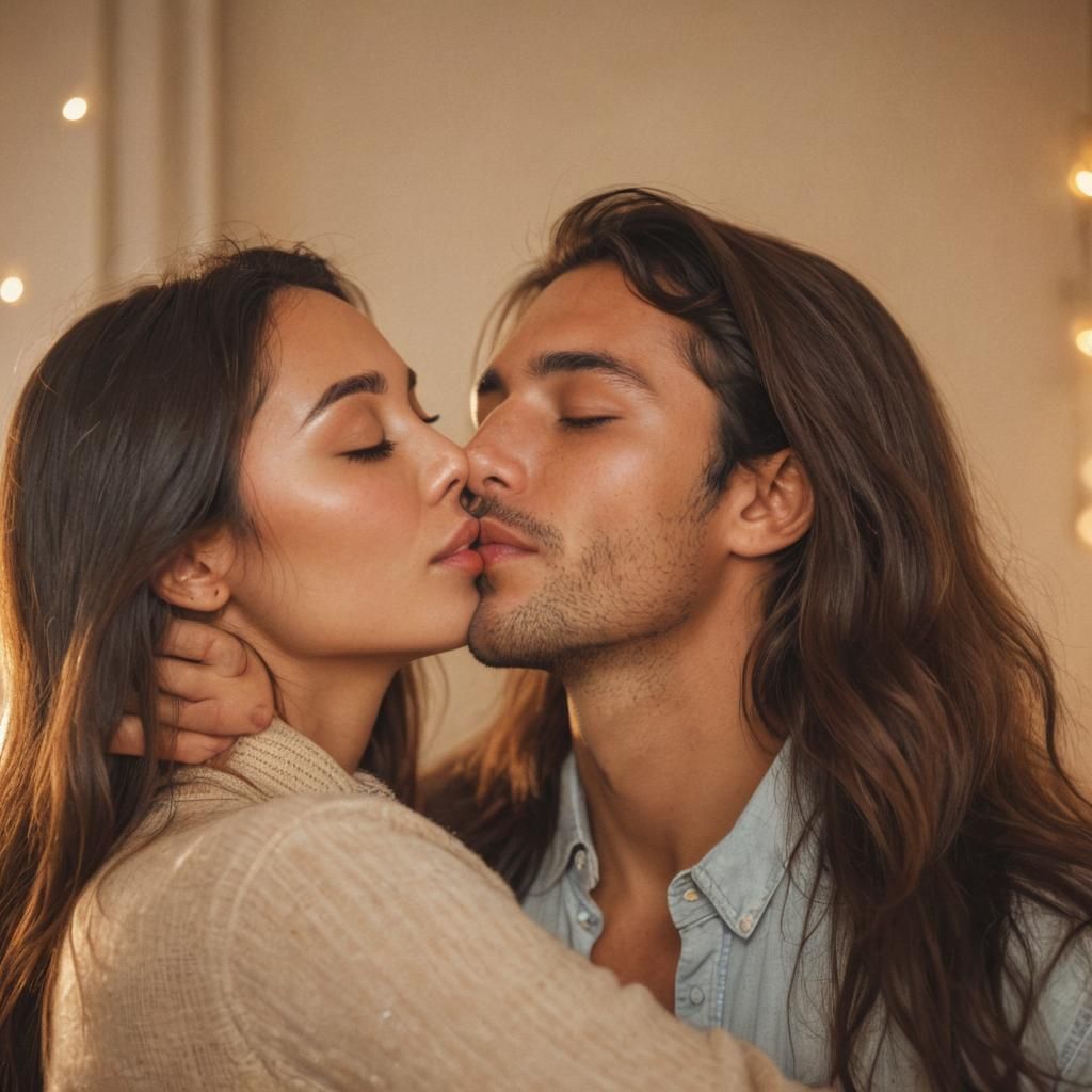 Romantic Couple Portrait with Soft Golden Lighting
