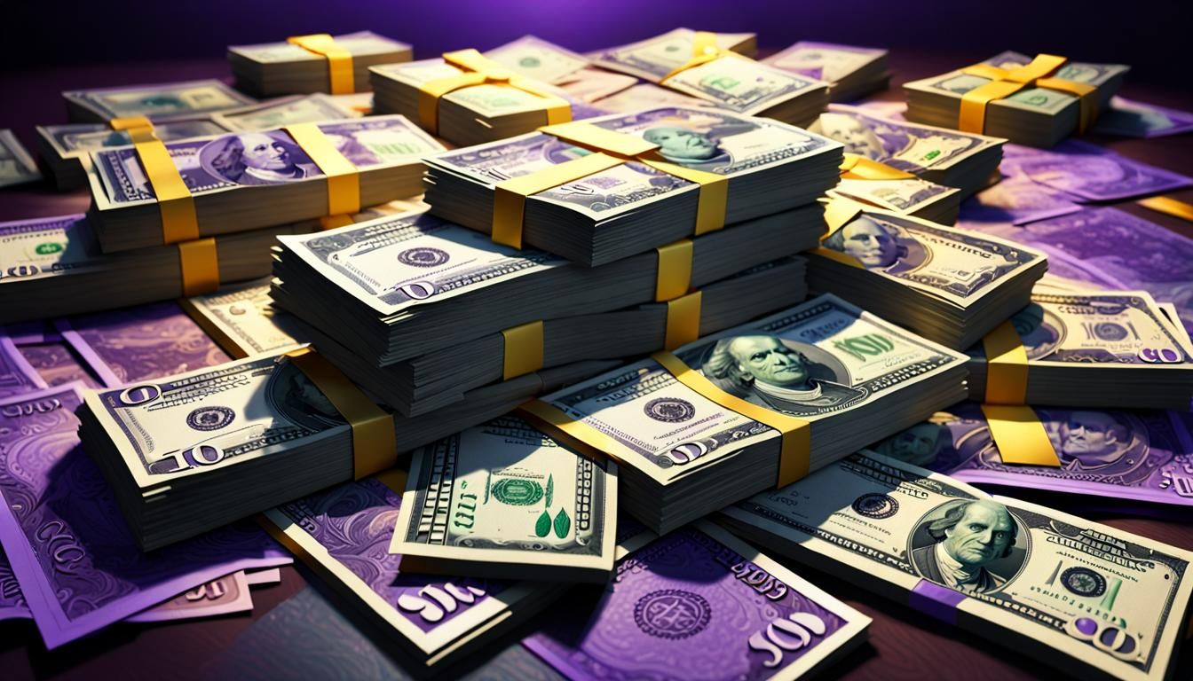 Detailed Dollar Banknotes in Dark Fantasy Style