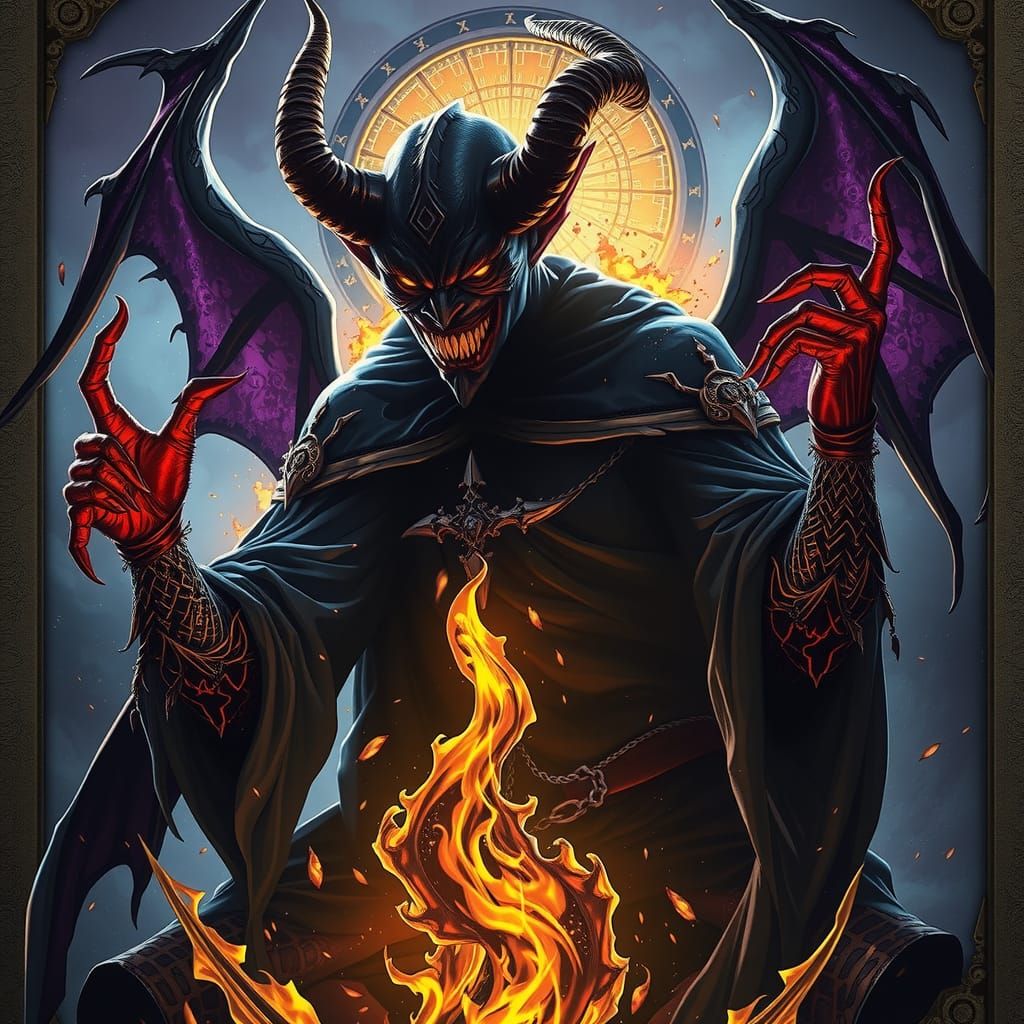 The Devil Tarot Card in Dark Fantasy Style