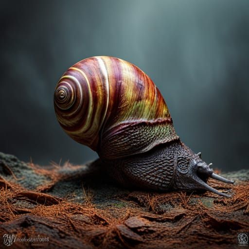Zombie Snail with Iridescent Shell: Hyperdetailed CGI Render