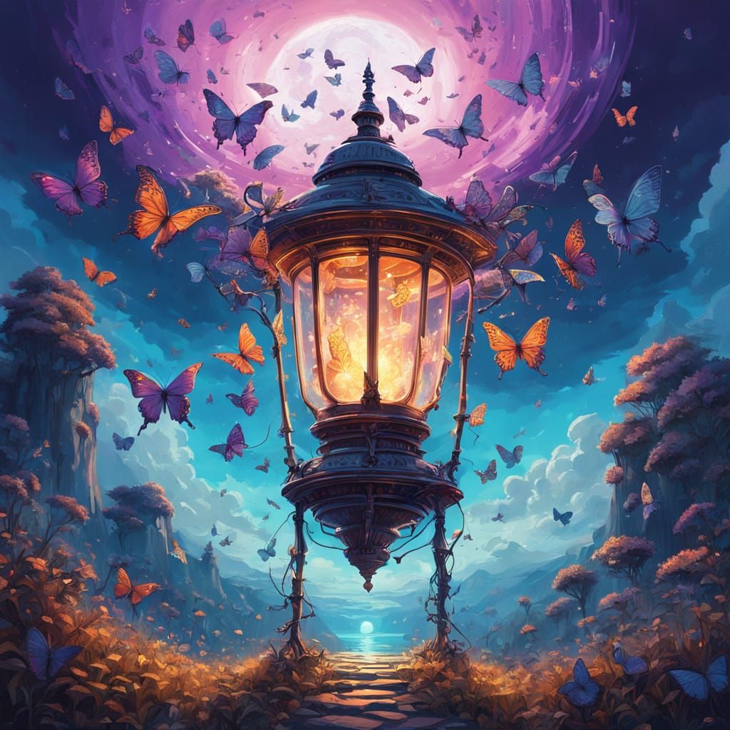 Ethereal Energy Harvester in Whimsical Fantasy Landscape