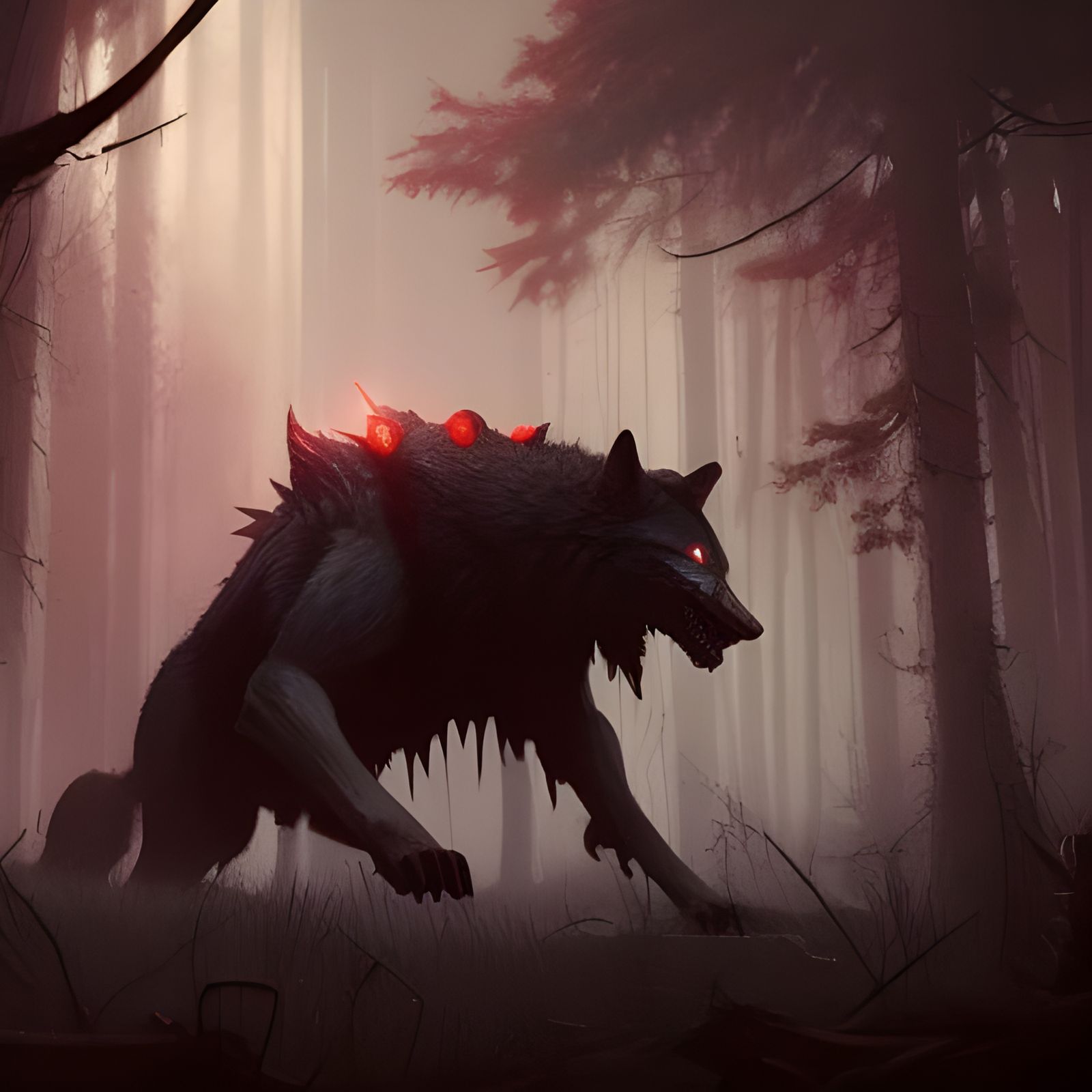 Hyperdetailed Wolf Beast in Dark Fantasy Style