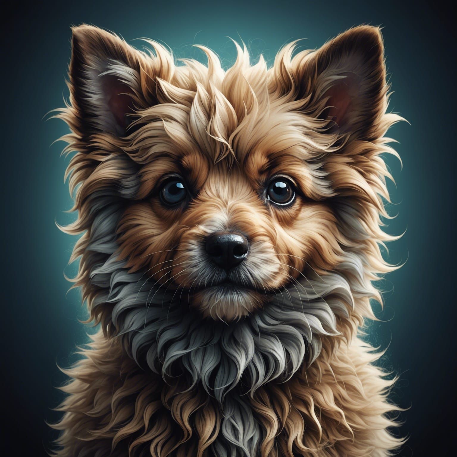 Hyperdetailed Puppy Portrait in Digital Art Style