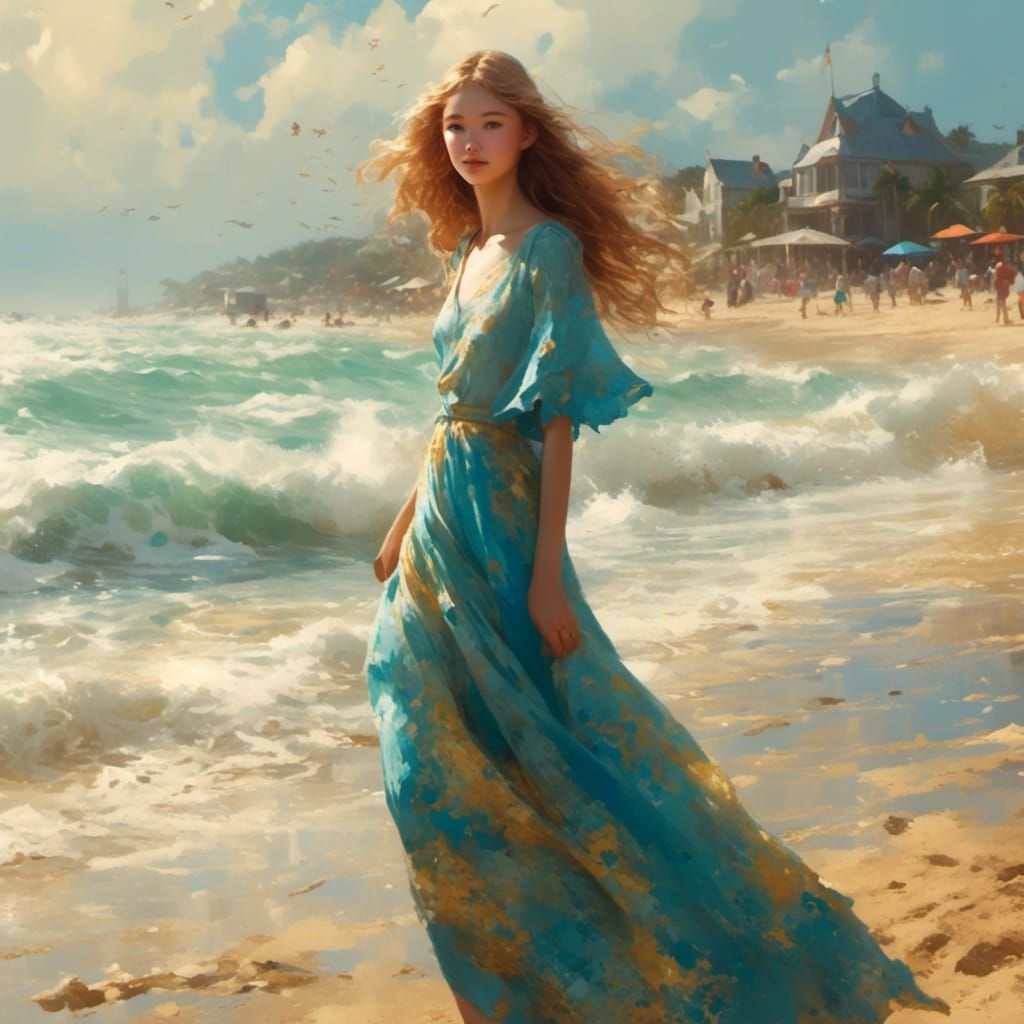 Girl on Beach: A Sunny Summer Scene