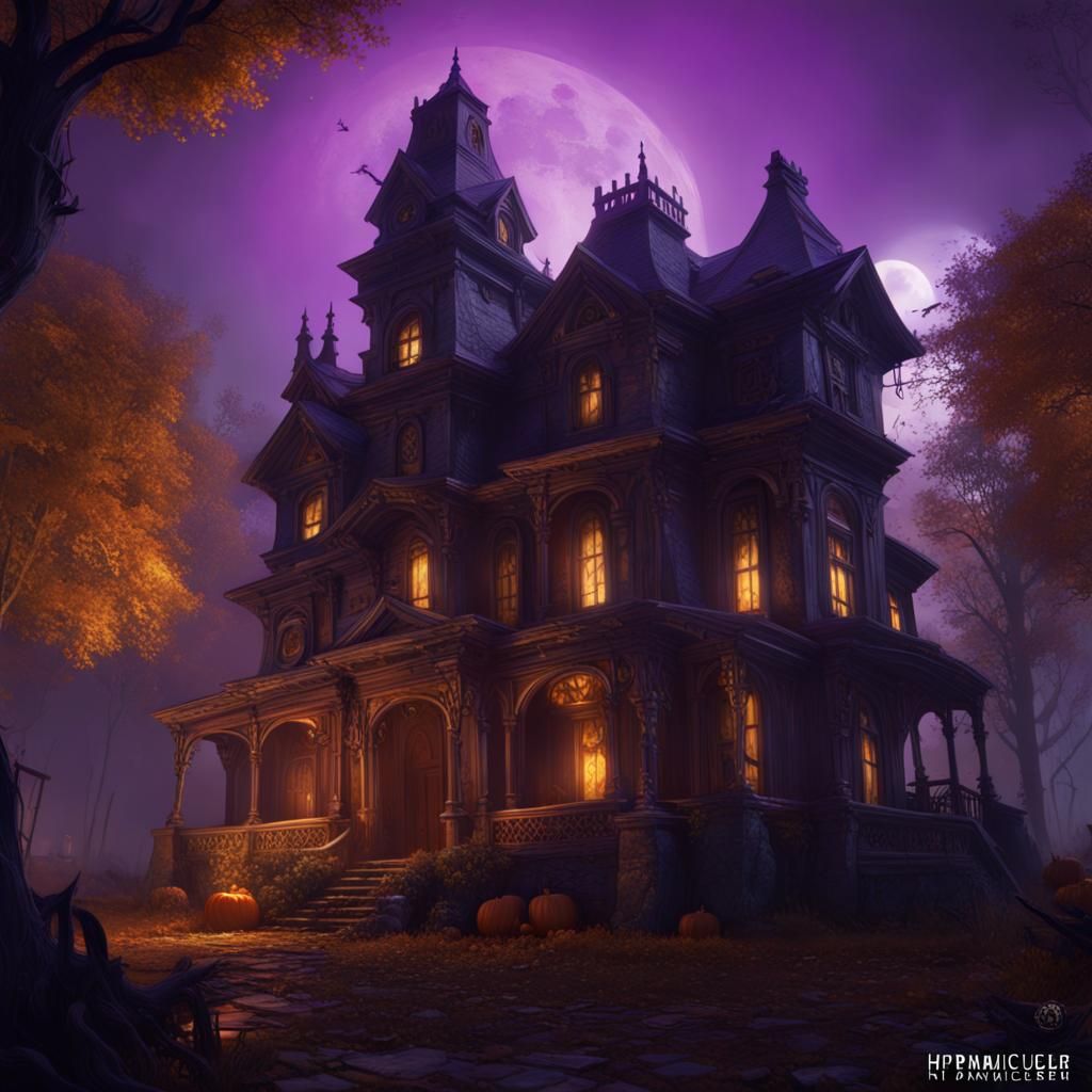 Haunted House Ghosts in Dark Fantasy Style