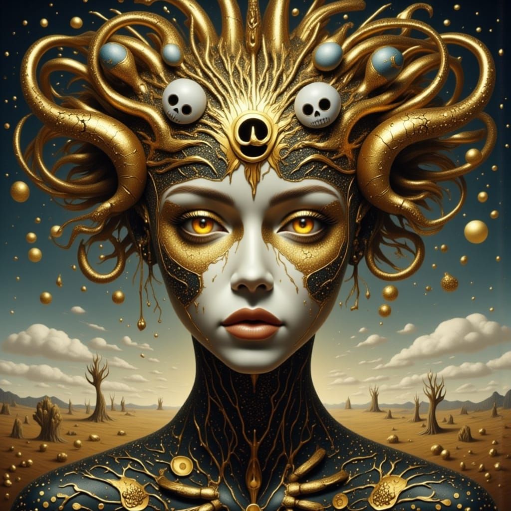 Ethereal Biomechanical Goddess in a Surreal Style