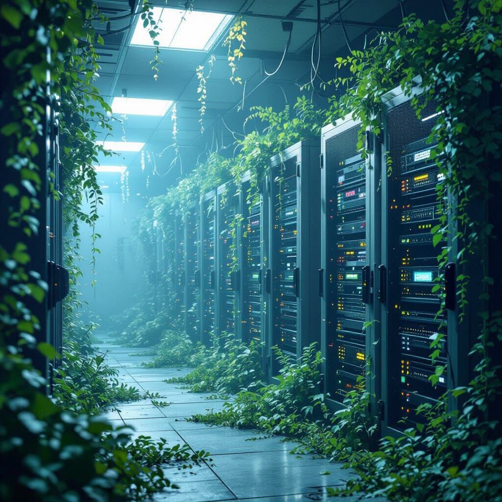Abandoned Server Room Reclaimed by Nature