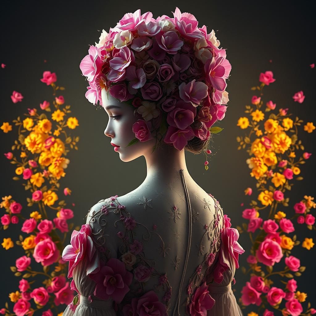 Floral Face: A Hyperdetailed Dark Fantasy Concept