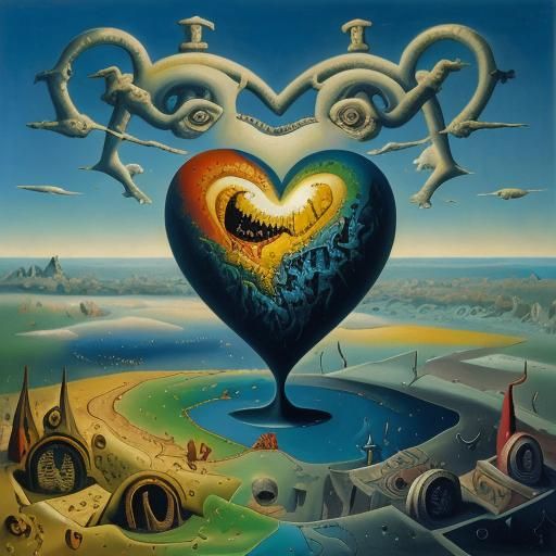 Surrealist Melting Heart: A Dali-esque Passion