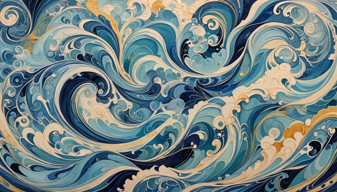 Dynamic Blue Abstract Wave Art