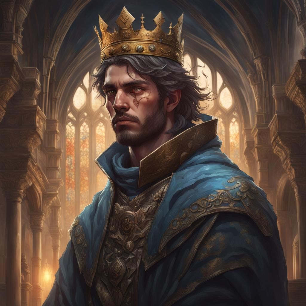 Medieval King Portrait in Hyperdetailed Dark Art Style