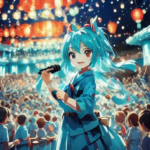 Anime Girls and Pokémon Training: Vibrant Digital Art