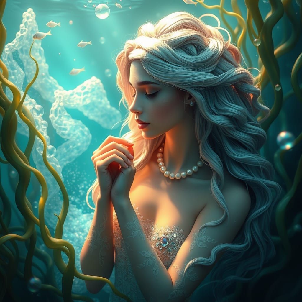 Serene Mermaid in a Dreamlike Underwater Realm