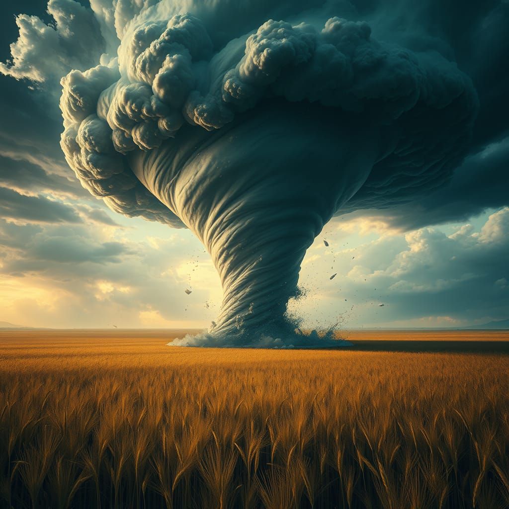 Tornado Devastates Wheat Field: Matte Painting