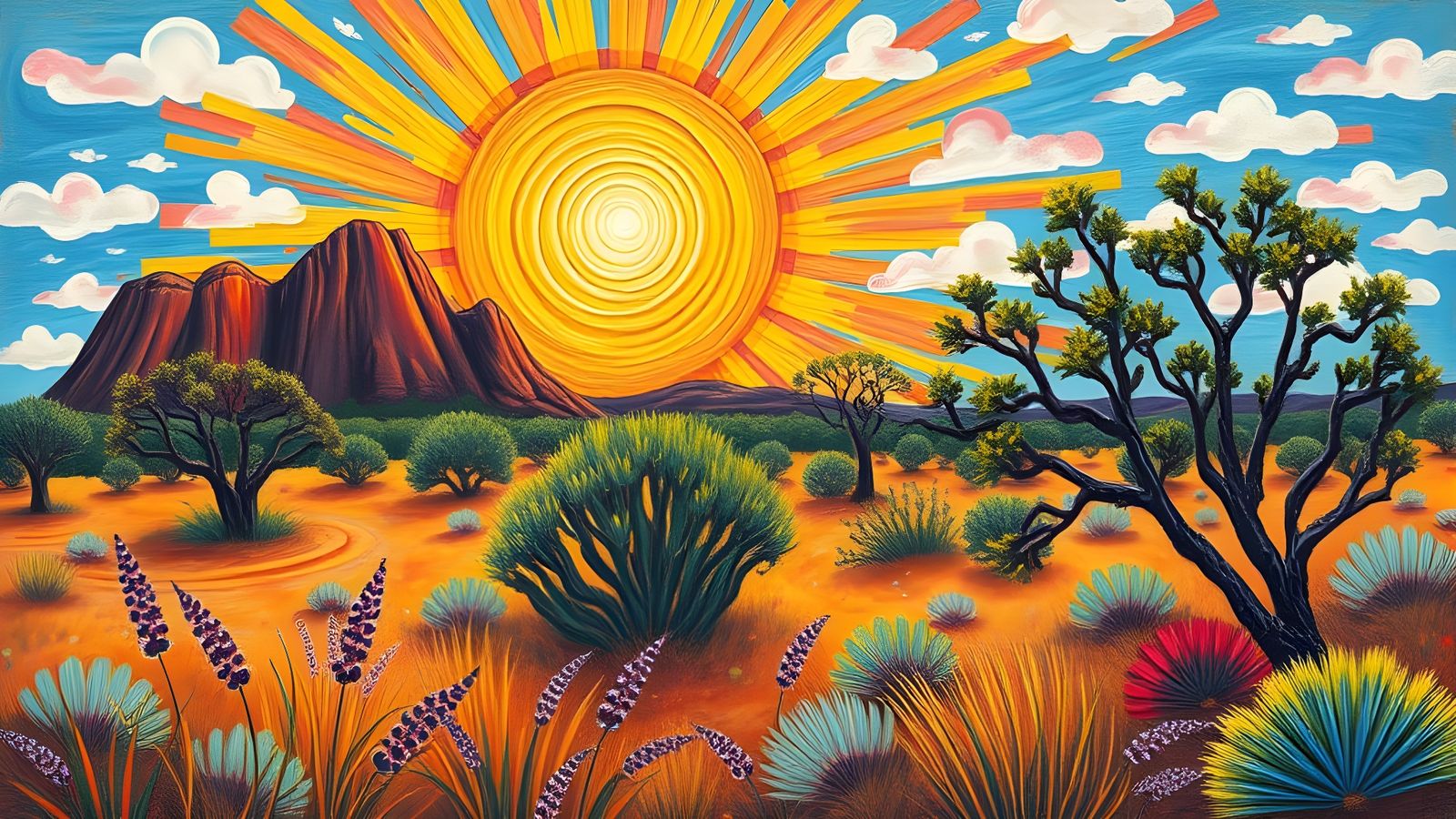 Vibrant Australian Landscape in Colored Chalk
