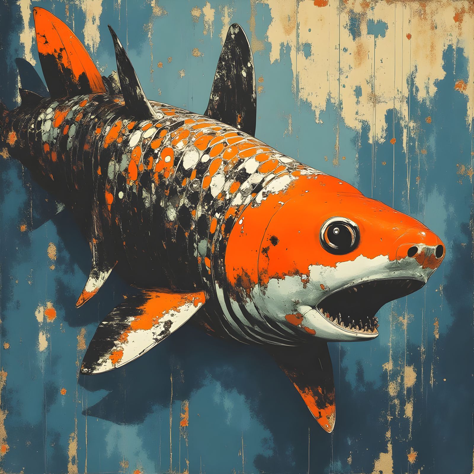 Vibrant Shark with Iridescent Koi Fish Scales
