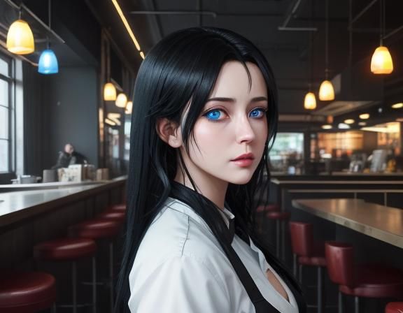 Tired Waitress Balancing Dishes, Anime Key Visual