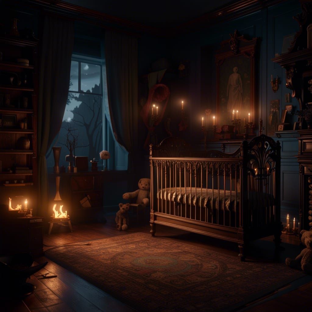 Creepy 19th Century Nursery at Night