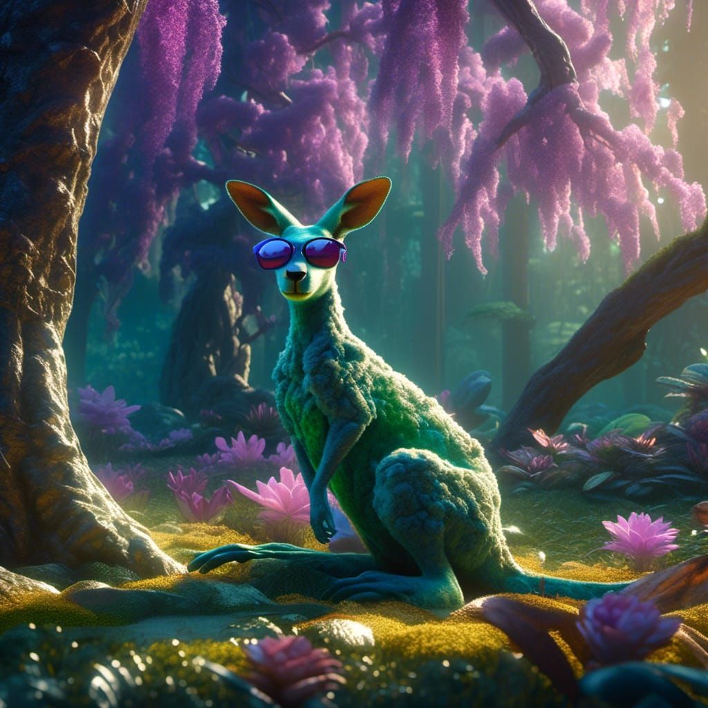 <lora:Cloud Animals:1.0> Meditating kangaroo cool sunglasses