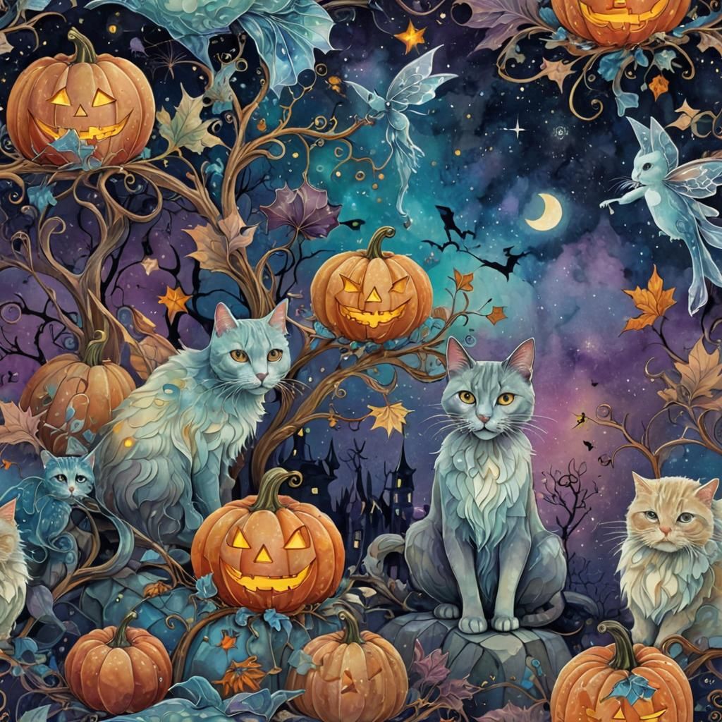 Halloween Fairies and Ghosts in Pastel Alcohol Ink