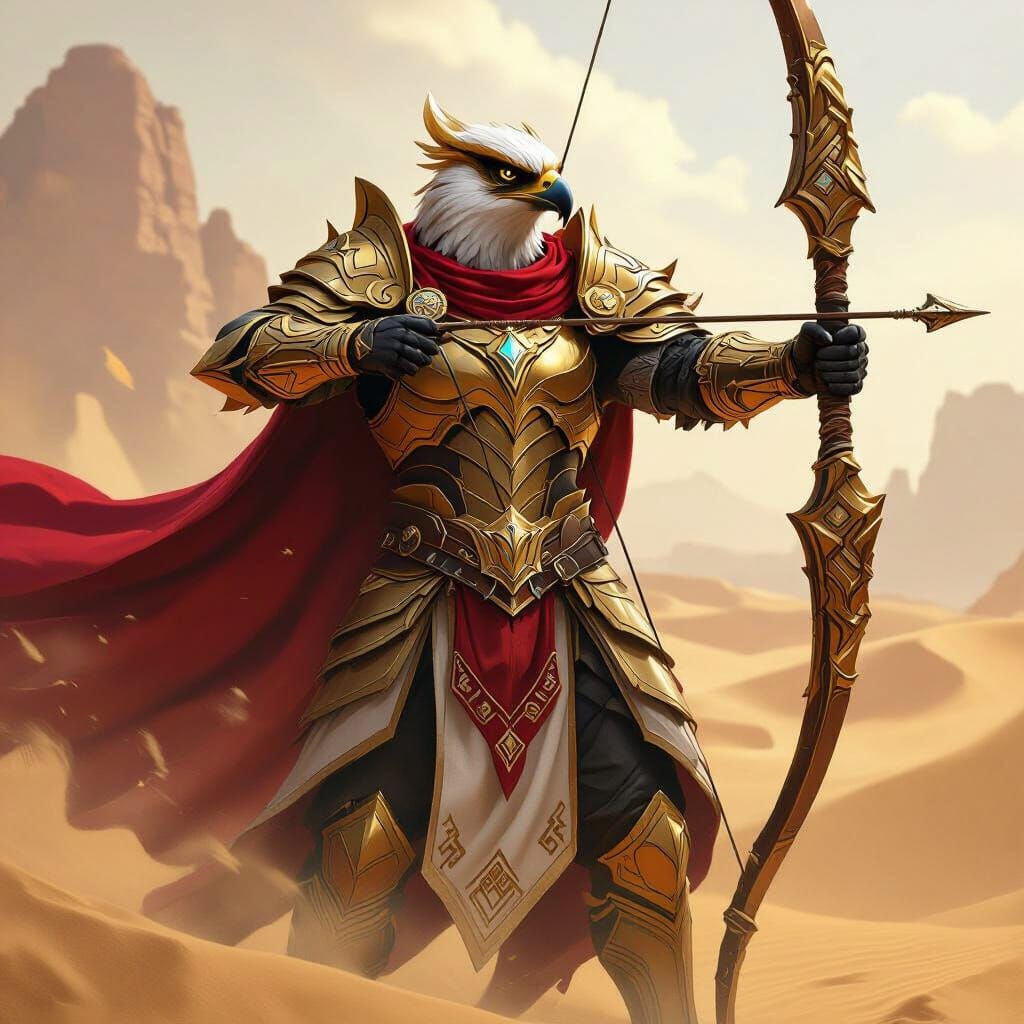 Majestic Hawk Warrior in Golden Armor