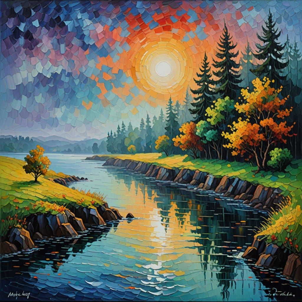 Misty Shores of Doubtful Hope in Neo-Impressionist Oil Paint...