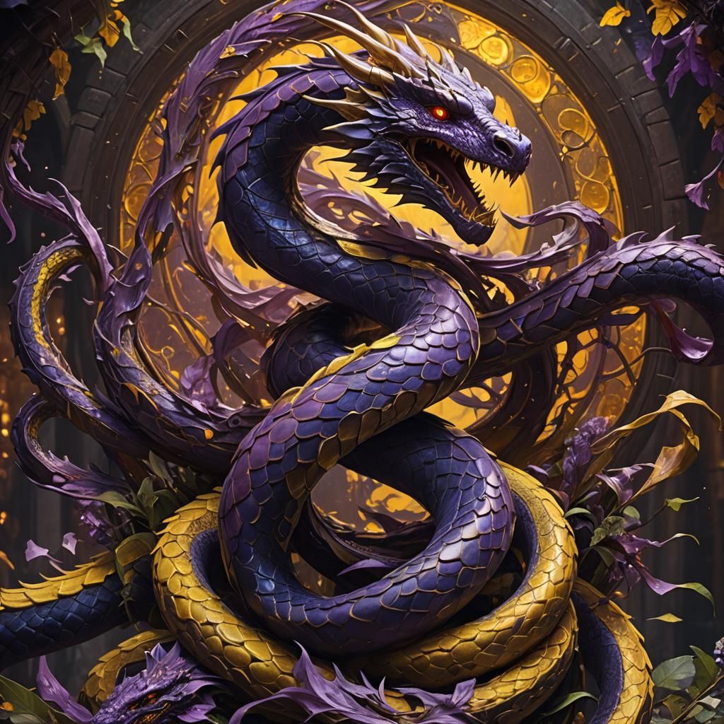 Hyperdetailed Dragon-Snake Dark Fantasy Concept Art