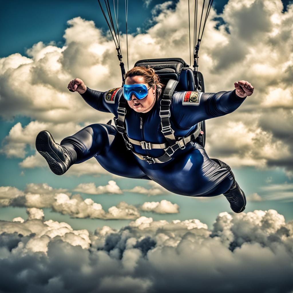 Skydiver Doing Stunts in Stiletto Heels
