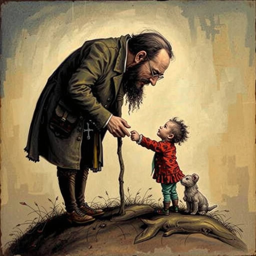 Heartwarming Portrait of Father in Detailed Art Style