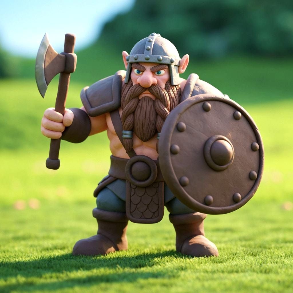 Playdoh Dwarven Fighter in Photorealistic 4K