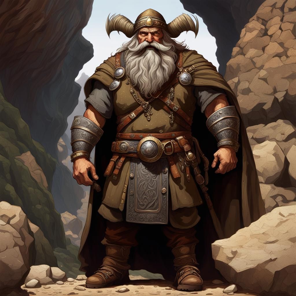 Sinister Dwarf Under Earth with Long Beard
