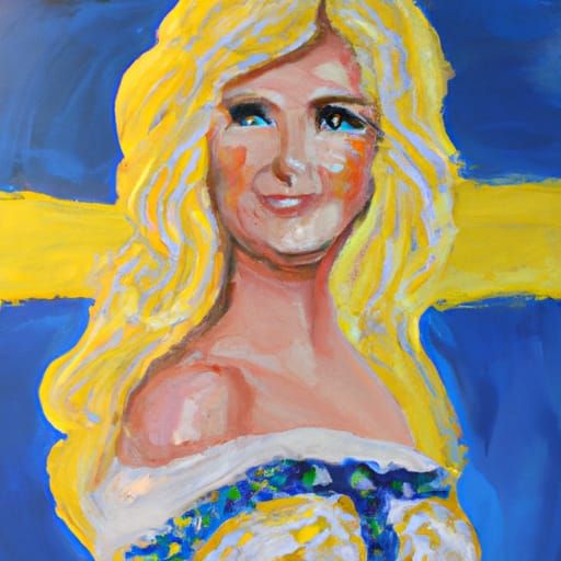 Swedish Blonde in Summer Dress: Acrylic Portrait
