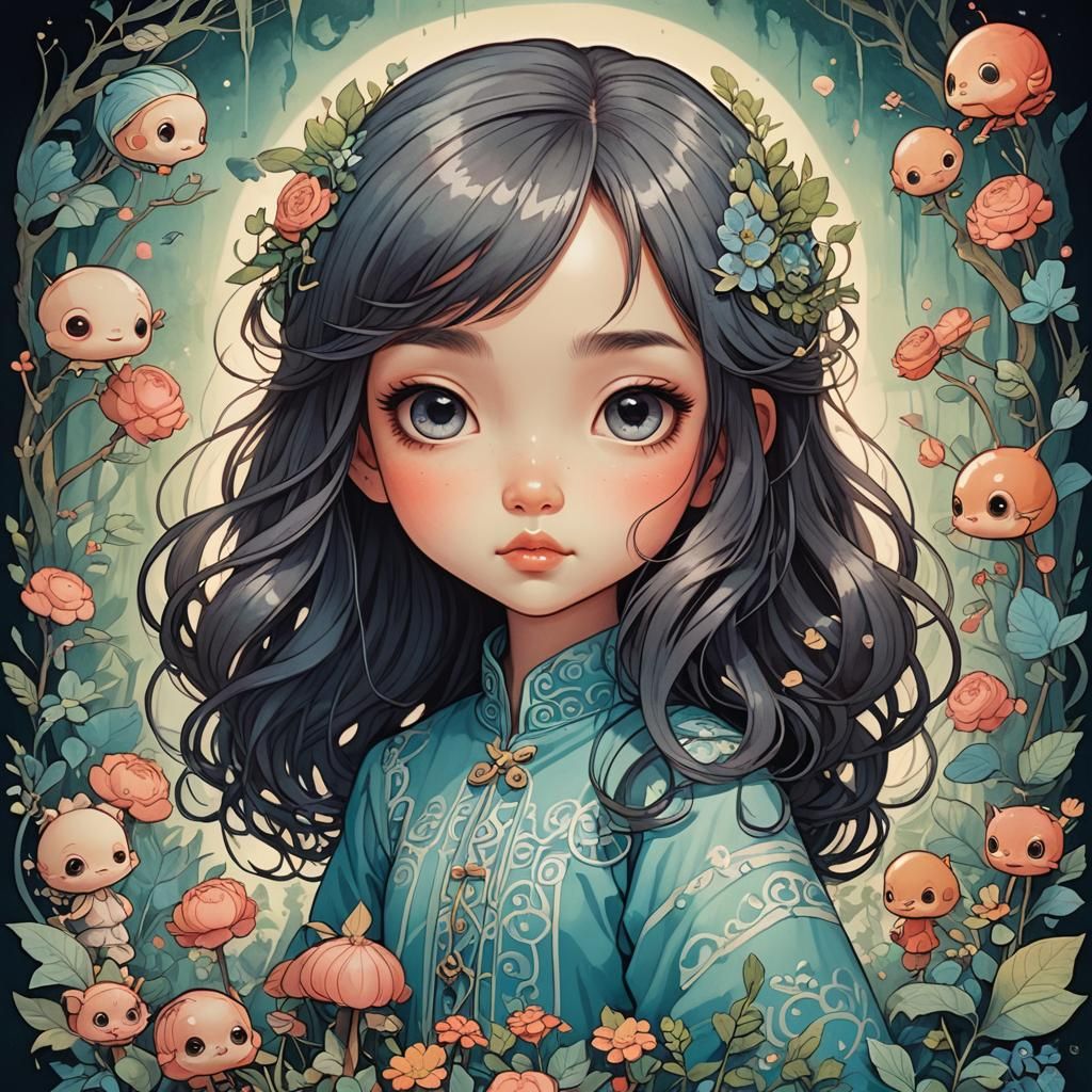 Dreamy Slow Loris Storybook Illustration