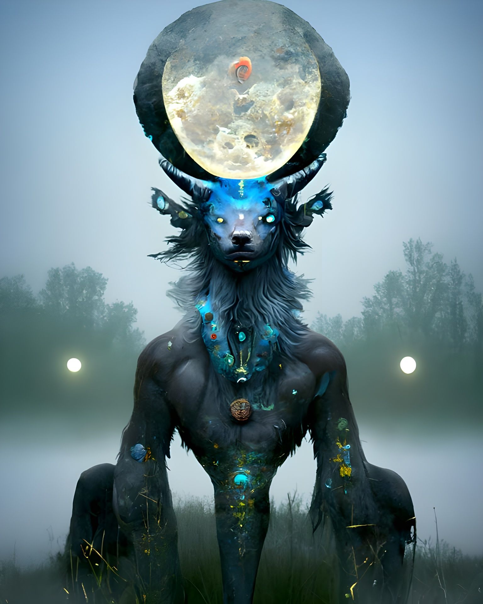 Mystical Moon Beast in a Cel-Shaded Style