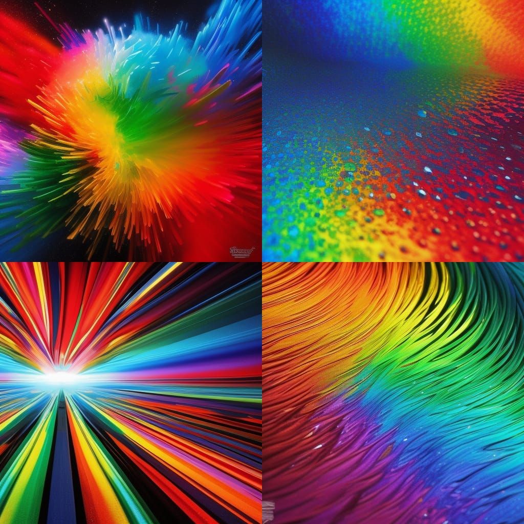 Rainbow Flames Creation in Gouache Style